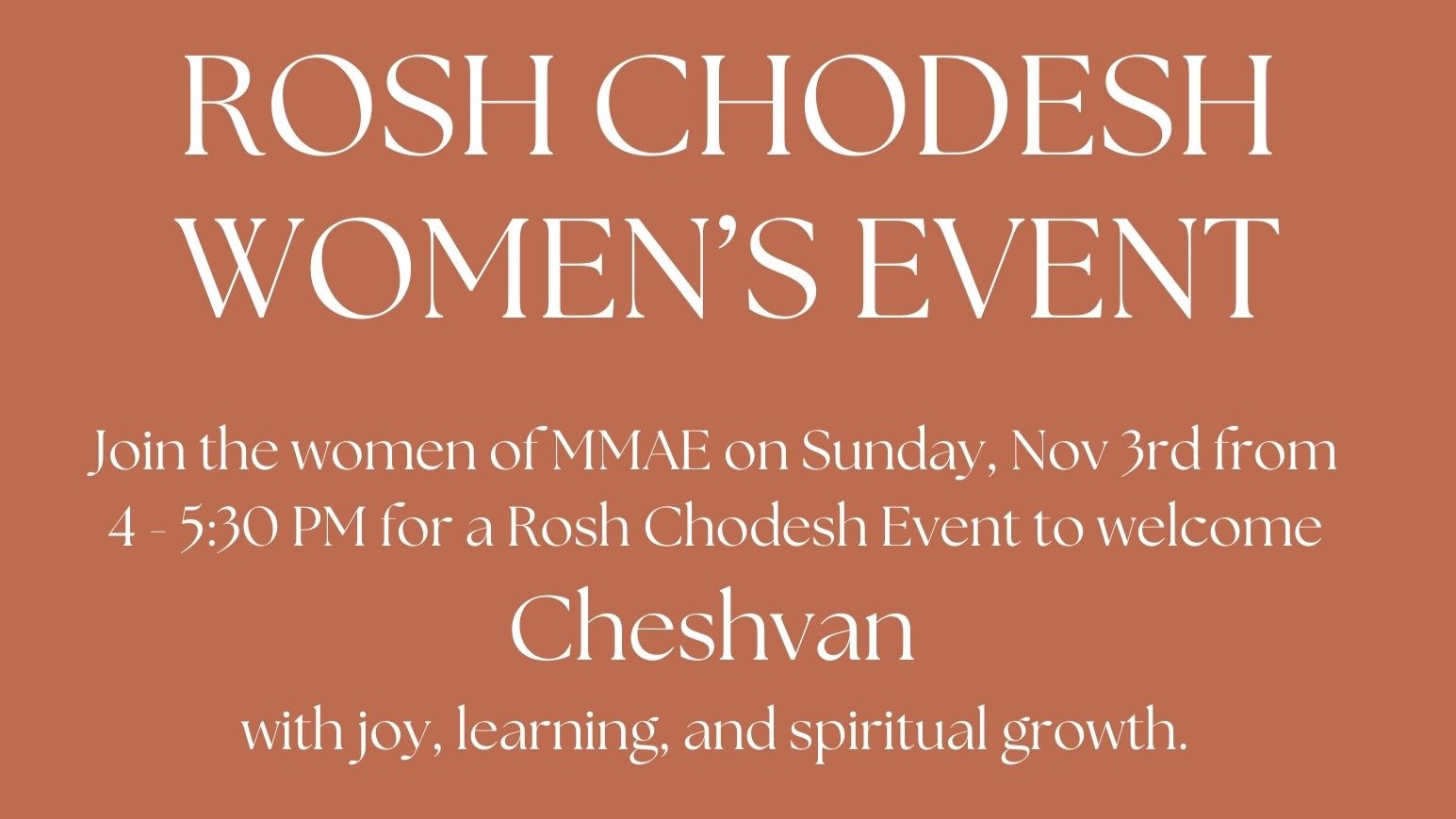 Rosh Chodesh Women's Event - Cheshvan