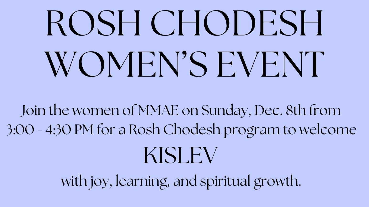 Kislev Rosh Chodesh Women's Event_header