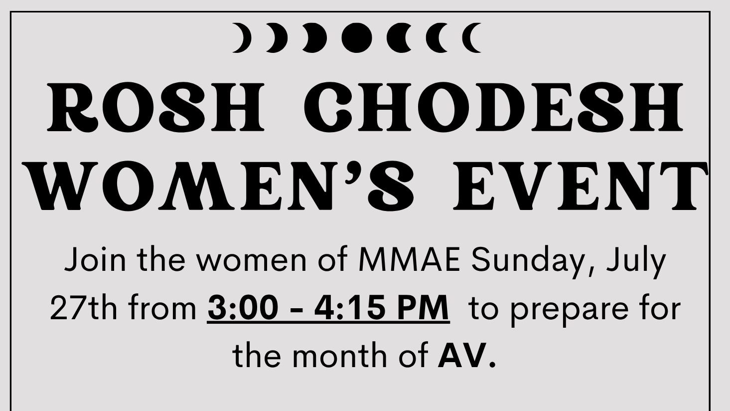 Women's Rosh Chodesh Event - Av